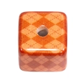 Orange and dark brown argyle pattern square cube bead for DIY jewelry and crafts - Argyle Cube / Dark Coffee