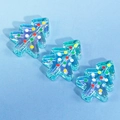 Perles sapin de Noël en acrylique cyan irisé avec points colorés pour bijoux DIY - Sapin de Noël transparent peint à la main / Bleu