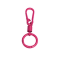 Hot pink spring-loaded U-shaped metal keychain clip with spiral coil and O-ring - Carabiner And Spring And Key Ring / Rose Red