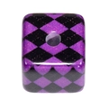 Square bead with purple and black argyle pattern for DIY jewelry making - Argyle Cube / Purple