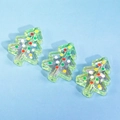 Perles sapin de Noël en acrylique vert transparent avec pois colorés peints à la main - Sapin de Noël transparent peint à la main / Vert