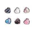 Set of six colorful heart-shaped metal charms with shimmer resin inlay for DIY jewelry - Heart Shape (Random Color)