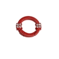Anello moschettone rotondo in metallo rosso con cristalli lucidi e finitura testurizzata - Rosso