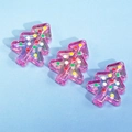 Perles sapin de Noël en acrylique rose translucide avec des pois colorés - Sapin de Noël transparent peint à la main / Rose rouge