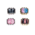 Vintage style square oil painting star pattern beads with gold and silver metal frames - Square Style (Random Color)
