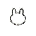 Polished silver bunny-shaped metal spring ring buckle for DIY keychains and bags - White K/Silver