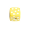 Yellow acrylic cube bead with white polka dots and center hole for DIY jewelry making - Square Printed Dots / Yellow