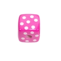 Pink acrylic square bead with white polka dots for DIY jewelry and phone chains - Square Printed Dots / Rose Red