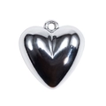 Polished silver heart-shaped acrylic pendant with glossy metallic mirror finish and ring - Silver
