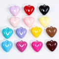 Glossy acrylic heart charms in various vibrant colors for DIY jewelry and keychain crafts - Painted Random Color