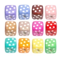 Polka dot acrylic cube beads in various bright colors for DIY jewelry and phone chain making - Square Printed Dots / Random Color