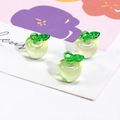 Three pearlized green apple resin pendants with transparent green leaves for DIY jewelry - Apple Shaped / Green Transparent