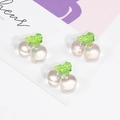 Pink translucent cherry pendant charm with green leaf for DIY jewelry bracelets - Cherry Shape / Transparent Light Pink