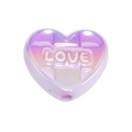 Πέρλα καρδιά με χάραξη LOVE για κοσμήματα DIY σε ντεγκραντέ μωβ και ροζ χρώμα - Μωβ Καρδιά