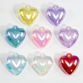 Set of 8 iridescent acrylic heart charms in various gradient colors for DIY accessories - Random Bubble Color