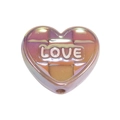 Χάντρα καρδιά για DIY με χάραξη LOVE και πολύχρωμο μεταλλικό φινίρισμα - Καρδιά-Καφές