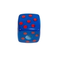 Blue acrylic square bead with red polka dots and central hole for DIY jewelry - Square Printed Dots / Sapphire Blue