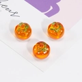 Set of three transparent orange persimmon pendants with green leaves for DIY jewelry - Persimmon Shape / Transparent Orange