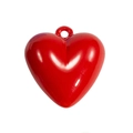 Glossy red acrylic heart pendant with a smooth polished finish and pre-drilled hanging hole - Red