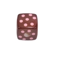 Brown acrylic cube bead with pink polka dots and central hole for jewelry making - Square Printed Dots / Dark Coffee with Pink Dots