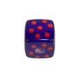 Purple acrylic cube bead with red polka dots and a center hole for DIY jewelry making - Square Printed Dots / Eggplant Purple