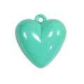 3D mint green acrylic heart pendant with glossy finish and integrated hanging loop - Emerald