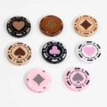Flat round poker chip beads with spade design for DIY handmade jewelry crafts - Texas Poker Chip Round Pieces / Random Pattern / Random Color