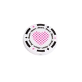 Flat round DIY bead with pink plaid heart, poker symbols and Heart lettering print - Texas Poker Chip Round Pieces / Heart Pattern / White