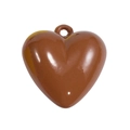 Polished heart-shaped acrylic charm in chocolate brown with top hanging loop - Brown