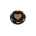 Black round acrylic bead with heart pattern and card suit symbols for DIY jewelry - Texas Poker Chip Round Pieces / Heart Pattern / Black