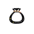 Lucky bag shaped spring snap hook in black with red polka dots and yellow star patterns - Blessing Bag / Black