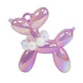 Iridescent purple balloon dog pendant with pearl necklace detail for DIY accessories - With Pearl / Jelly Purple