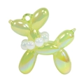 Iridescent light green balloon dog pendant with white pearl collar and glossy finish - With Pearl / Jelly Green