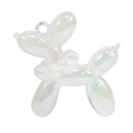Iridescent jelly balloon dog charm with pearl collar for DIY keychain making - With Pearl / Bubble White