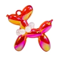 Bubble jelly color balloon dog charm with pearl chain in a red orange gradient finish - Bubble Red