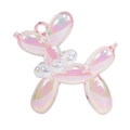Translucent pink jelly balloon dog charm with pearlescent finish and pearl collar - Bubble Pink
