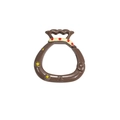 Brown money bag spring ring keychain hook with embossed Chinese character design - Blessing Bag / Dark Coffee