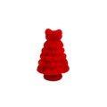 Miniature red flocked Christmas tree figurine with ribbon for DIY craft and keychains - Christmas Tree / Red