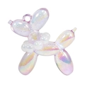 Iridescent purple bubble balloon dog pendant with pearl collar for DIY keychain jewelry - Bubble Purple