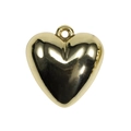 Polished gold heart charm with metallic mirror finish and integrated hanging loop - Gold