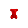 Perle d'ours rouge floquée au fini velours pour travaux manuels DIY et porte-clés - Ours / Rouge
