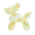 Iridescent yellow balloon dog charm with pearl collar and metallic shine for DIY accessory - Jelly Yellow
