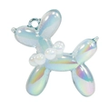 Iridescent jelly blue balloon dog charm with pearl collar for DIY keychain or phone bag - Bubble Blue
