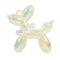 Iridescent jelly balloon dog charm with pearl collar and metallic ring for DIY crafts - Bubble Yellow