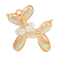 Iridescent champagne gold balloon dog charm with white pearl collar and metallic finish - Bubble Orange