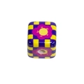 Square checkerboard bead with tulip flower pattern for DIY jewelry making - Checkerboard Flower / Purple
