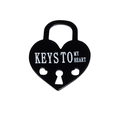 Black heart-shaped acrylic padlock pendant with Keys to My Heart text for DIY crafts - Heart Lock / Black