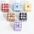 Acrylic cube beads with checkered pattern in six vibrant colors for DIY jewelry making - Grid Cube (Random Color)