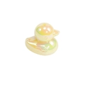 Perla di papera floccata gialla iridescente con foro per creazione gioielli fai-da-te - Anatra / Perlato Giallo Chiaro
