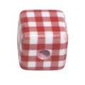 Square acrylic cube bead with classic red and white checkered pattern for DIY jewelry - Grid Cube (Red)